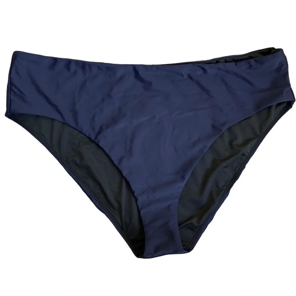 NWT J.Crew High-rise Bikini Bottom Navy Blue Style BF178 Minimalist Sz 3X